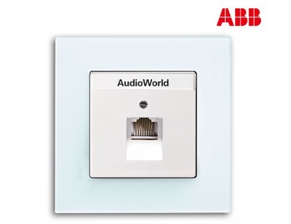 ABB德典系列 白玻璃一位八芯电脑插座