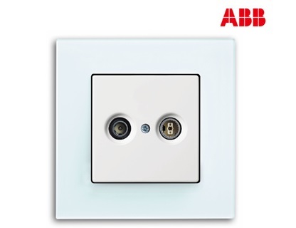 ABB德典系列 白玻璃电视调频插座